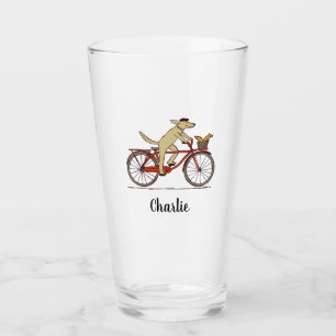 Cycling Dog and Squirrel Whimsical Animal Art Glass