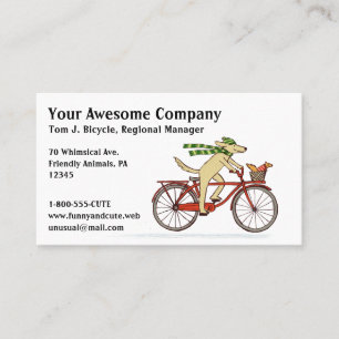 Cycling Dog with Squirrel Friend - Winter Scarf Business Card