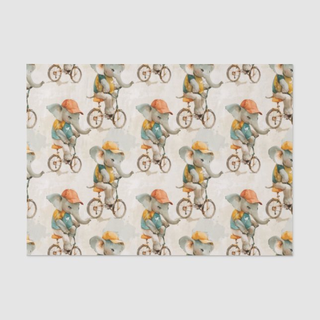 Cycling elephants tissue paper (Front)