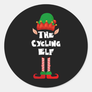 Cycling Elf Matching Family Group Christmas Party  Classic Round Sticker