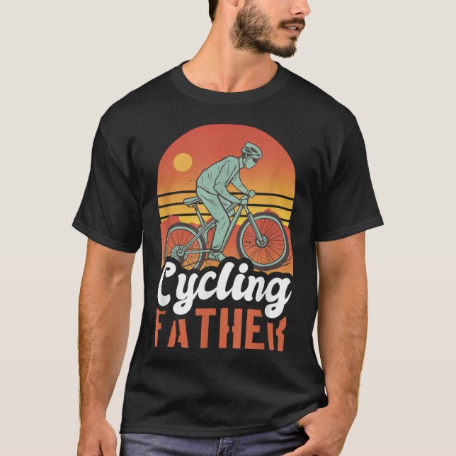 Cycling Father With A Bike For Father's Day T-Shirt (Front)