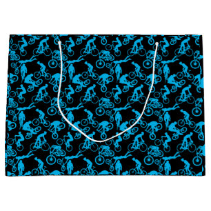 Cycling Freestyles Pattern.b x4 Black BG Large Gift Bag