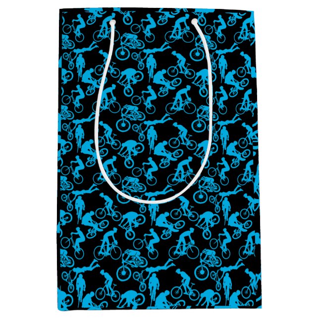 Cycling Freestyles Pattern.b x4 Black BG Medium Gift Bag (Front)
