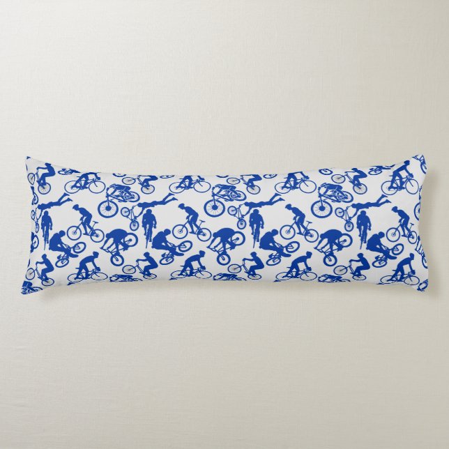 Cycling Freestyles Pattern.w x4 OffWhite BG Body Cushion (Front)