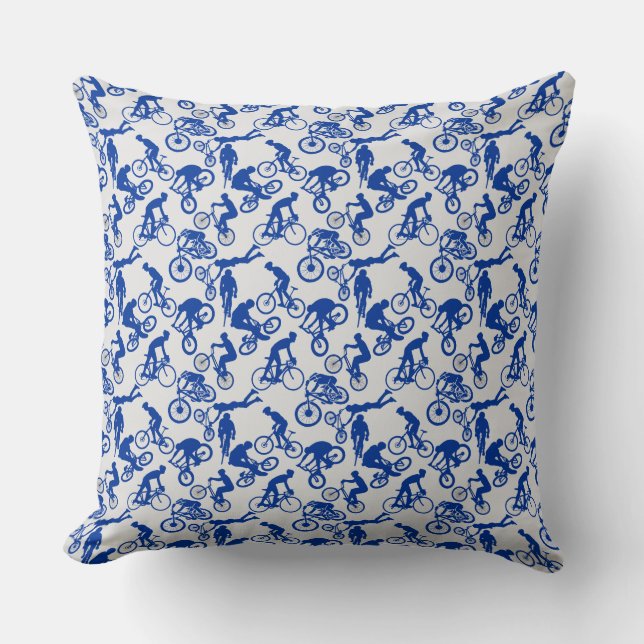Cycling Freestyles Pattern.w x4 OffWhite BG Cushion (Front)