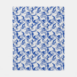 Cycling Freestyles Pattern.w x4 OffWhite BG Fleece Blanket