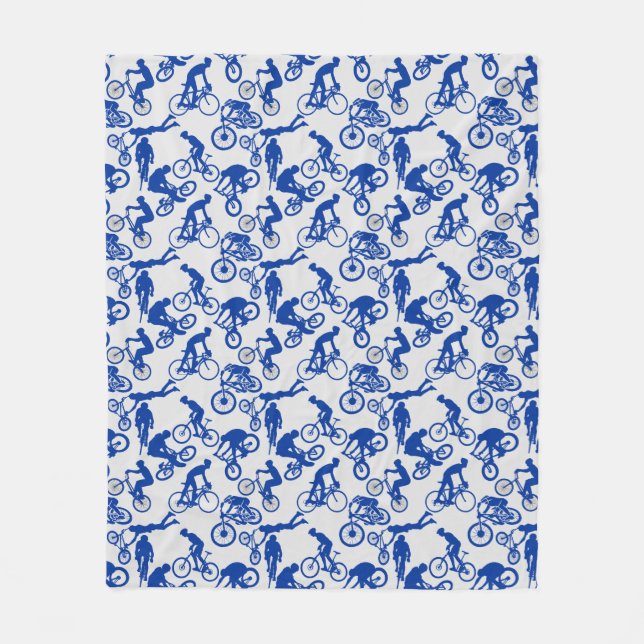 Cycling Freestyles Pattern.w x4 OffWhite BG Fleece Blanket (Front)