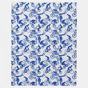 Cycling Freestyles Pattern.w x4 OffWhite BG Fleece Blanket