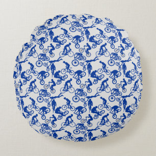 Cycling Freestyles Pattern.w x4 OffWhite BG Round Cushion