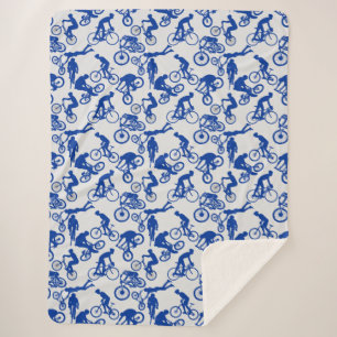 Cycling Freestyles Pattern.w x4 OffWhite BG Sherpa Blanket