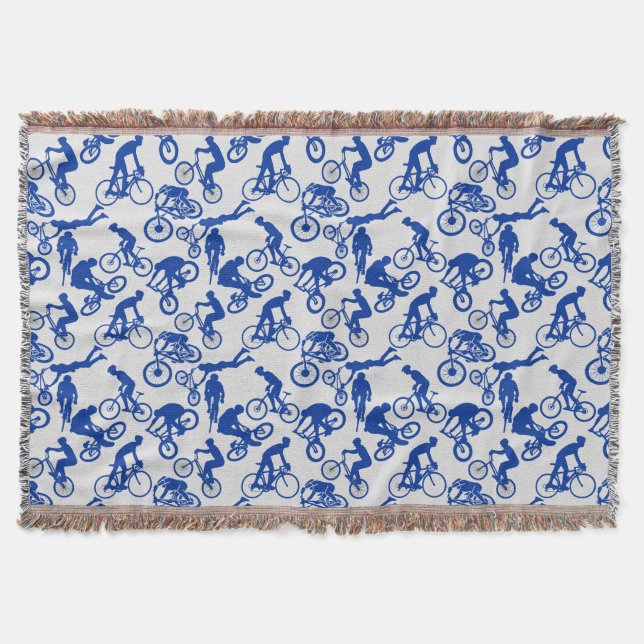 Cycling Freestyles Pattern.w x4 OffWhite BG Throw Blanket (Front)