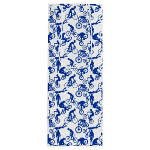 Cycling Freestyles Pattern.w x4 White BG Wine Gift Bag