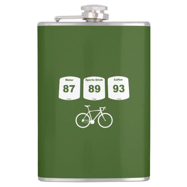 Cycling Fuel: Water, Sports Drink, Coffee Hip Flask (Front)