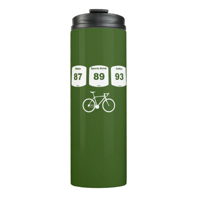 Cycling Fuel: Water, Sports Drink, Coffee Thermal Tumbler (Front)