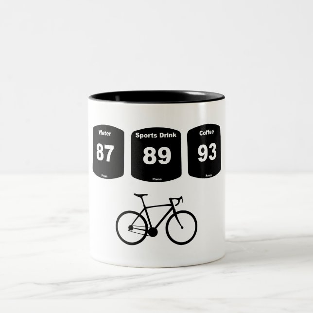 Cycling Fuel: Water, Sports Drink, Coffee Two-Tone Coffee Mug (Center)