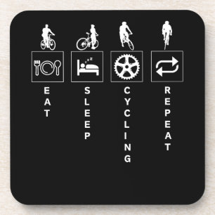 Cycling Funny Sports Quote Eat Sleep Repeat Coaster