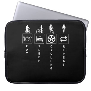 Cycling Funny Sports Quote Eat Sleep Repeat Laptop Sleeve
