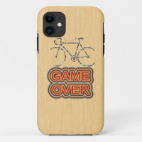 Cycling Game Over. Wood Background