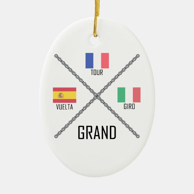 Cycling Grand Tours Ceramic Tree Decoration (Front)
