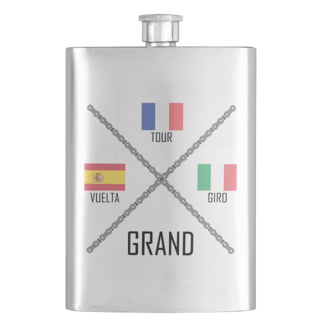 Cycling Grand Tours Hip Flask (Front)
