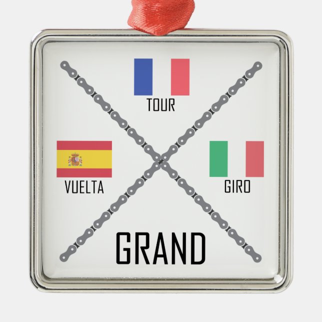 Cycling Grand Tours Metal Tree Decoration (Front)