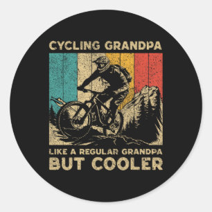 Cycling Grandpa Bicycle Riding Cyclist Mens Classic Round Sticker
