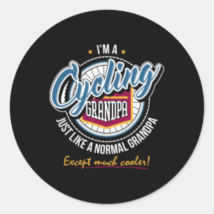 Cycling Grandpa Funny Mountain Biking Bicycle Gift Classic Round Sticker