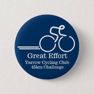 Cycling great effort competition button badge blue