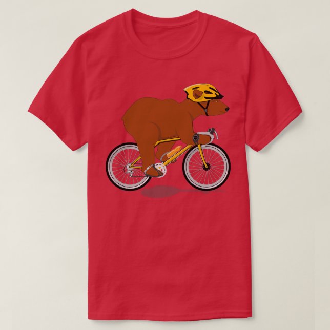 Cycling Grizzly Bear Brown Bear T-Shirt (Design Front)