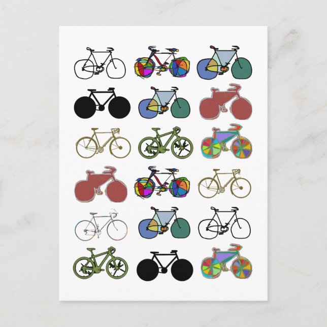cycling grouped illustrations postcard (Front)