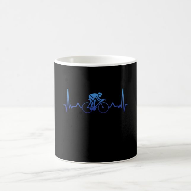 Cycling Heartbeat Cyclist Cycle Gift Coffee Mug (Center)