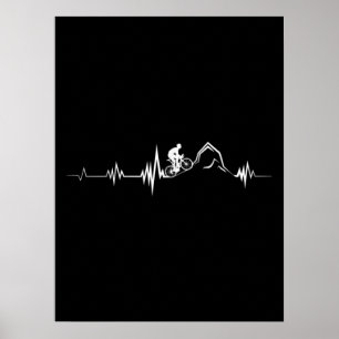 Cycling Heartbeat Racing Bicycle Mountain Bike Poster