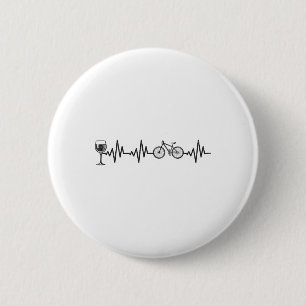 Cycling Heartbeat Wine Mountain Biking Bicycle Cyc 6 Cm Round Badge