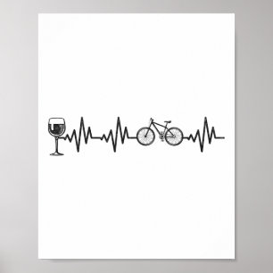 Cycling Heartbeat Wine Mountain Biking Bicycle Cyc Poster