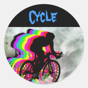 Cycling in the Clouds Classic Round Sticker