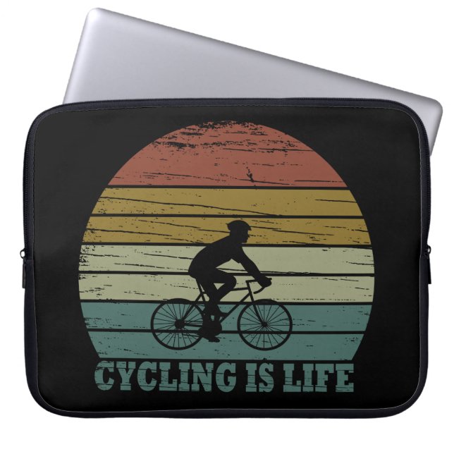 cycling is life motivational quotes laptop sleeve (Front)