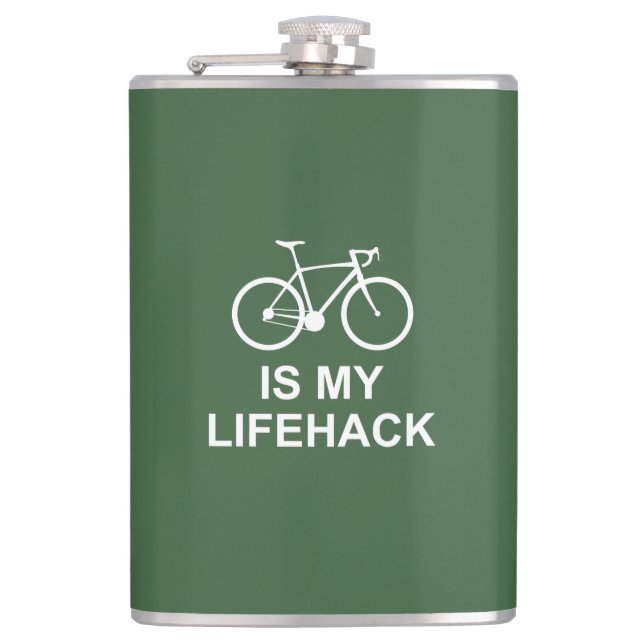 Cycling Is My Lifehack Hip Flask (Front)