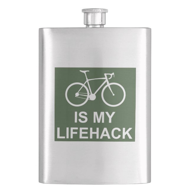 Cycling Is My Lifehack Hip Flask (Front)