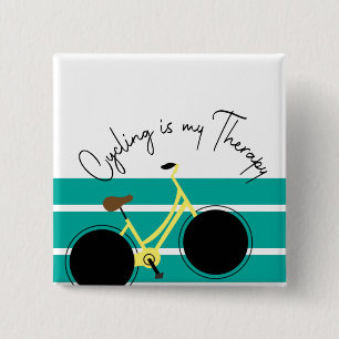Cycling is my therapy 15 cm square badge