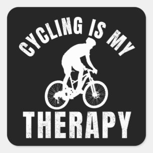cycling is my therapy funny biking gift square sticker