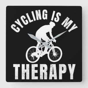 cycling is my therapy funny biking gift square wall clock