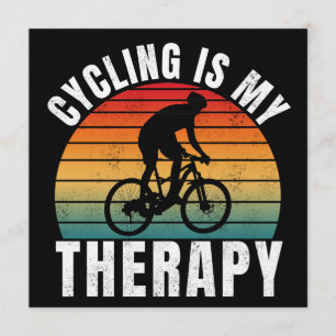 Cycling is my therapy Funny Vintage Typography Invitation
