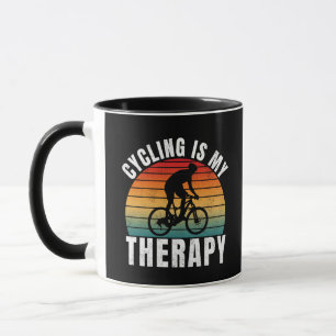 Cycling is my therapy Funny Vintage Typography  Mug
