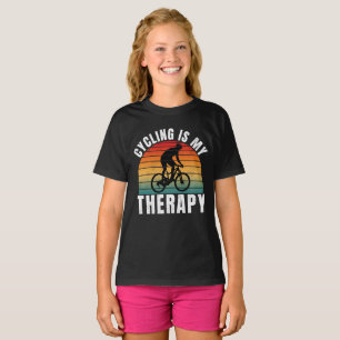 Cycling is my therapy Funny Vintage Typography T-Shirt