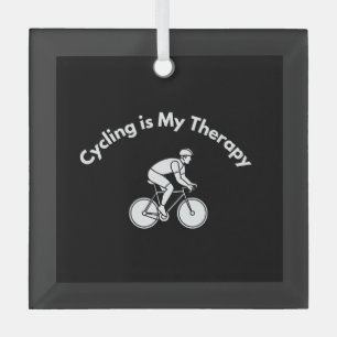 Cycling is My Therapy Glass Tree Decoration