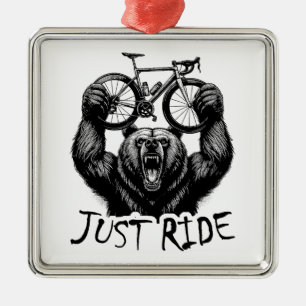 Cycling Just Ride Bear Metal Tree Decoration