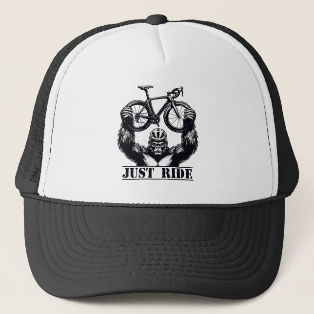 Cycling Just Ride Gorilla Trucker Hat (Front)