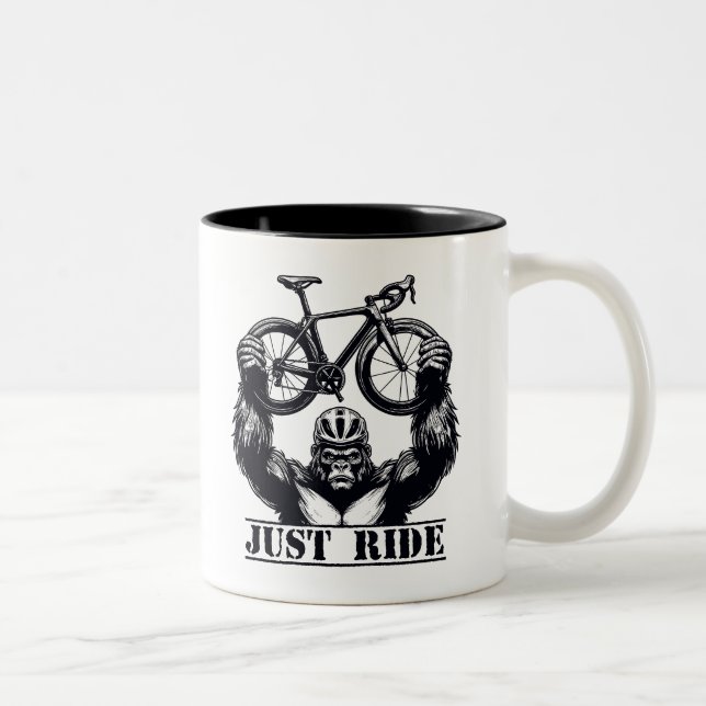 Cycling Just Ride Gorilla Two-Tone Coffee Mug (Right)