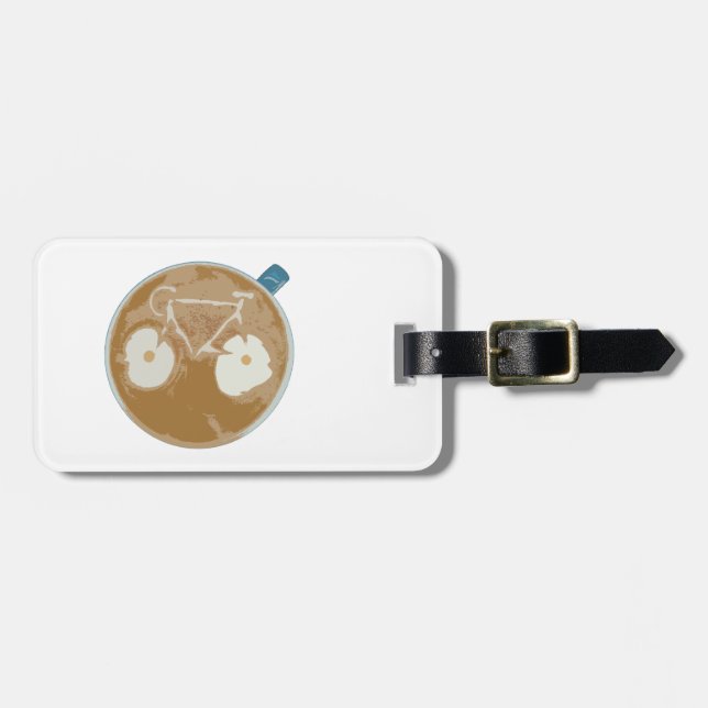 Cycling Latte Art Luggage Tag (Front Horizontal)