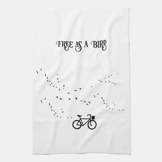 Cycling Life, free as a bird customisable Tea Towel (Vertical)